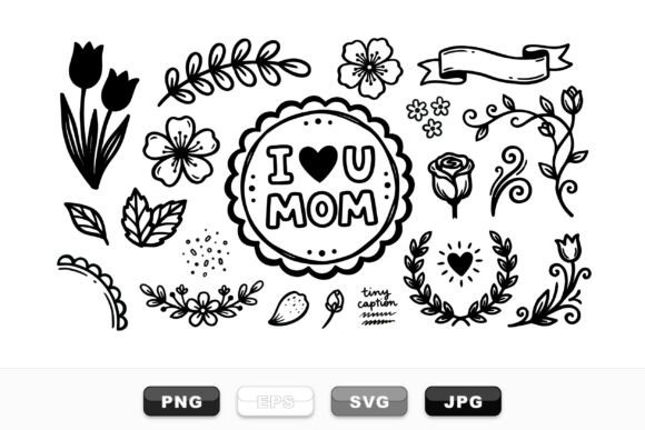 Hand Drawn Mother Day Clipart for Crafts and Graphics