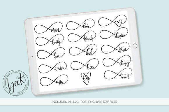 Infinity Symbol Word Bundle: Graphics for Crafts & Blogs