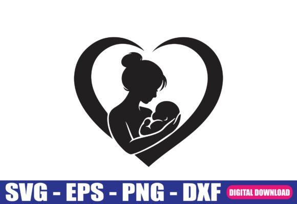 Mom & Newborn Silhouette: Graphics for Crafts