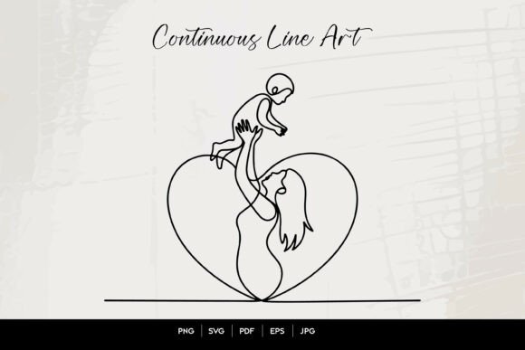 Mother and Baby Line Art: Graphics for Crafts & Brands