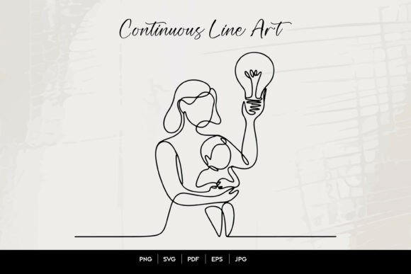 Mother Baby Idea Line Art for Crafts and Graphics