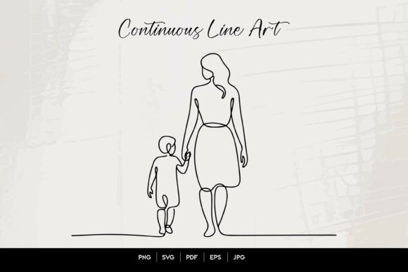 Mother Child Line Art for Crafts & Graphics