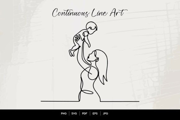 Mother Lifting Child Line Art: Essential Graphics for Crafts
