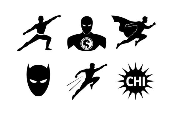 Superhero Action Vector Silhouette Set: Bold Graphics for Crafts